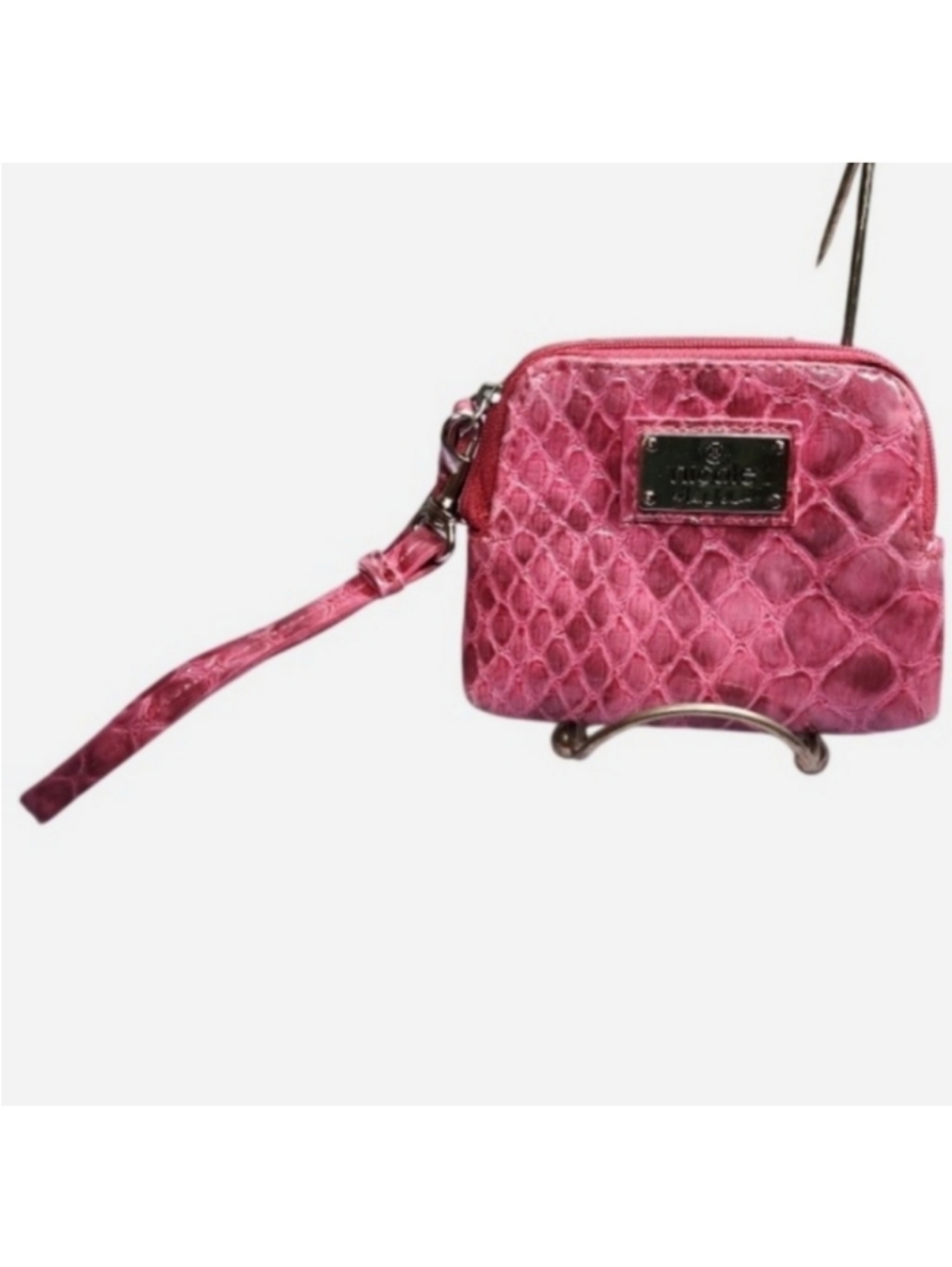 Nicole by Nicole Miller Pink Faux Snake Skin Wristlet With Strap - Picture 2 of 7